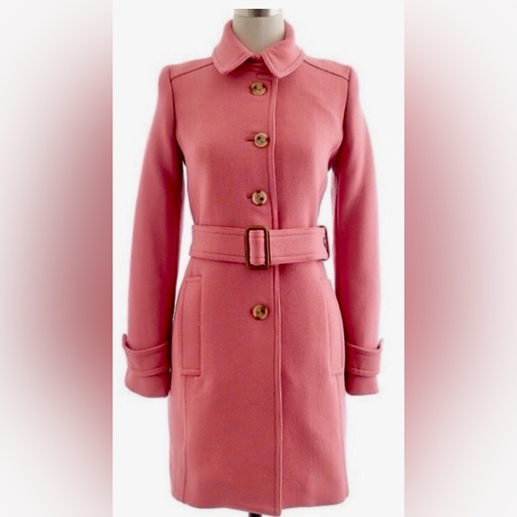 J. Crew Jackets & Blazers - J. Crew Pink Double Cloth Wool  Trench Coat- Size 4